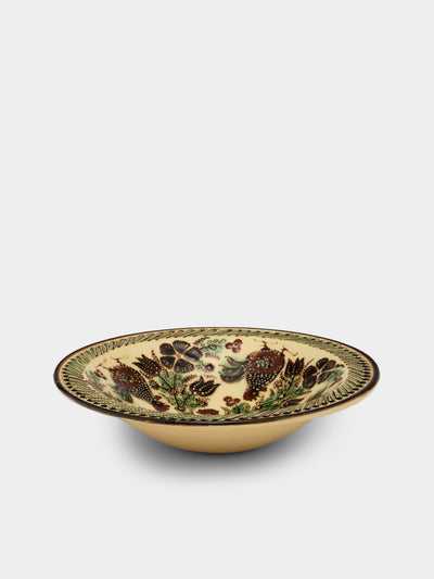 Poterie d’Évires - Chickens Hand-Painted Ceramic Serving Bowl - Cream - ABASK - 