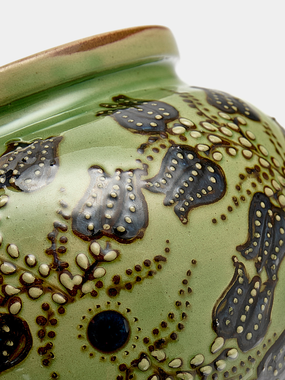 Poterie d’Évires - Flowers Hand-Painted Ceramic Vase - Green - ABASK