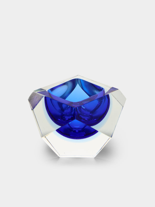 Antique and Vintage - 1950s Flavio Poli Murano Glass Ashtray - Blue - ABASK - 