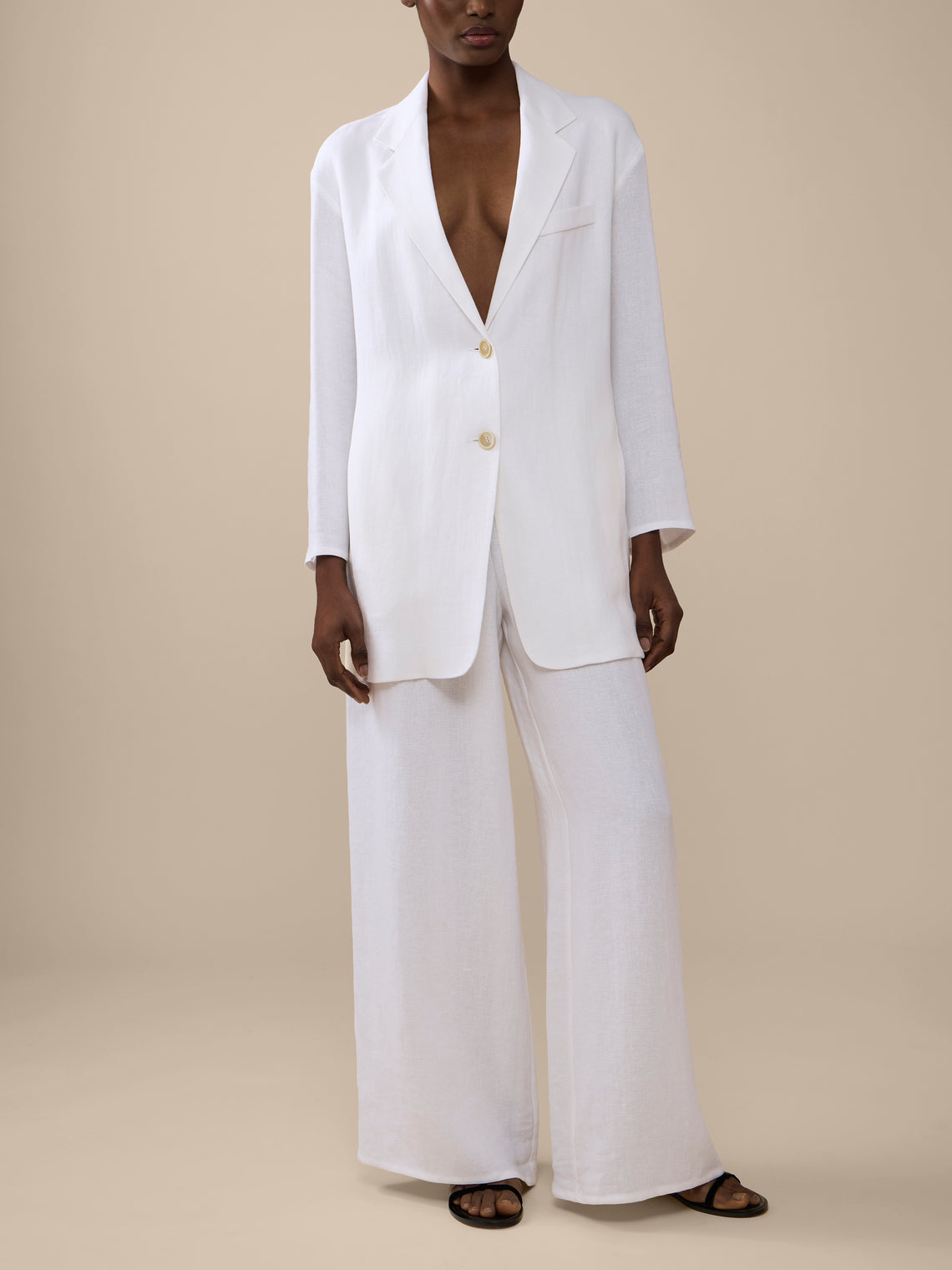 Dusan - Full Linen Trousers | Size: S - White - ABASK