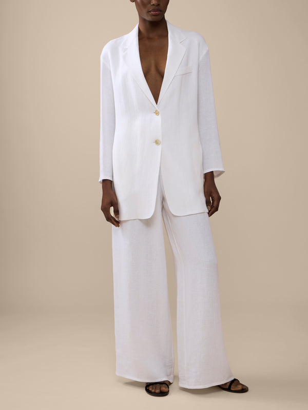 Dusan - Full Linen Trousers | Size: S - White - ABASK