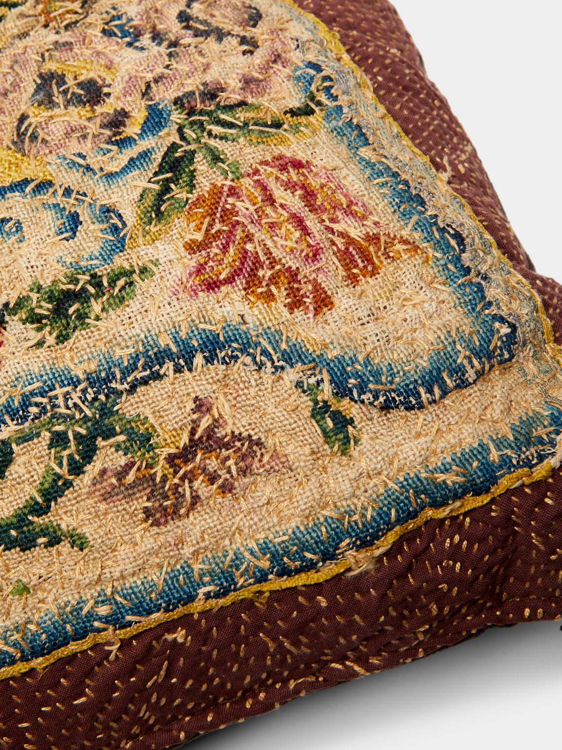 By Walid - 18th-Century English Needlepoint Linen Cushion -  - ABASK