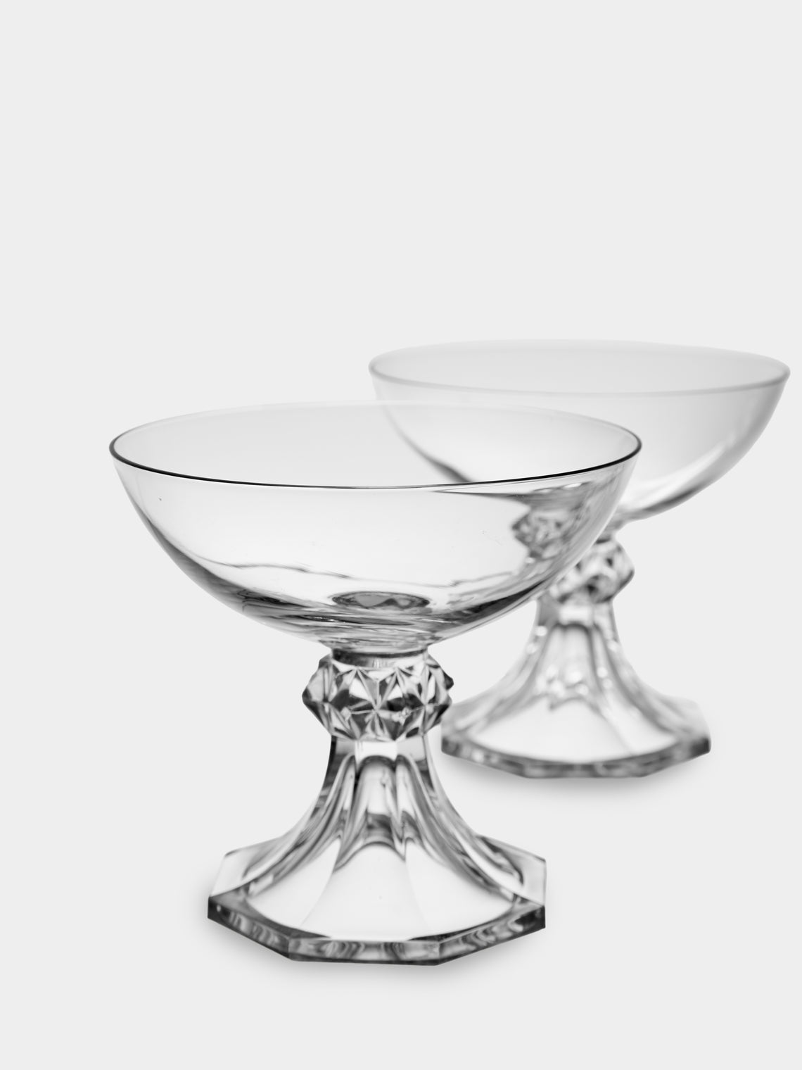 Antique and Vintage - Mid-Century Val Saint Lambert Yale Crystal Champagne Flutes (Set of 6) - Clear - ABASK