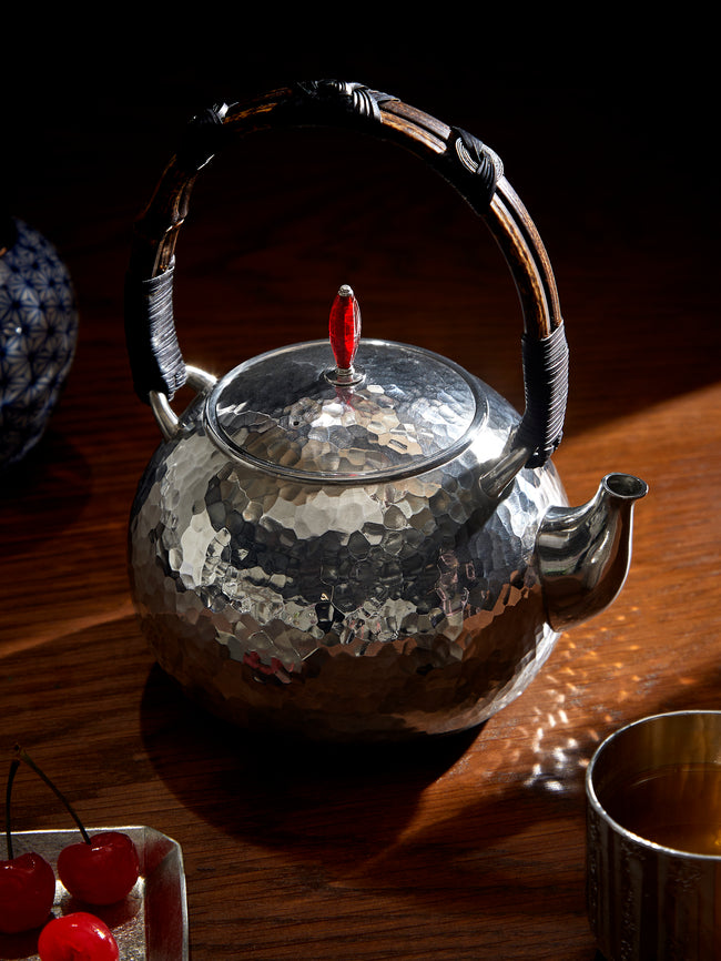 Seikado - Pewter and Scarlet Glass Teapot - Silver - ABASK