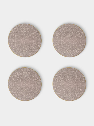 HestiaLiving - | Set of 4 | Prestige Faux Shagreen Coasters - Brown - ABASK - 