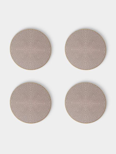 HestiaLiving - | Set of 4 | Prestige Faux Shagreen Coasters - Brown - ABASK - 