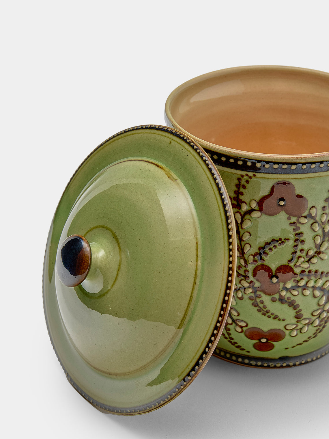 Poterie d’Évires - Flowers Hand-Painted Ceramic Mini Lidded Pot - Green - ABASK