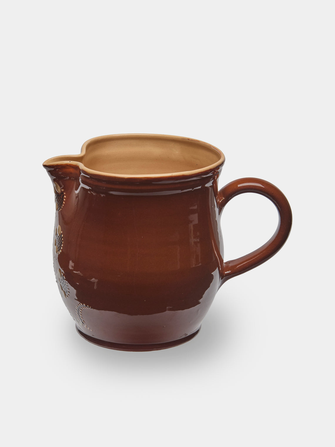 Poterie d’Évires - Flowers Hand-Painted Ceramic Jug (70.5oz/2L) - Light brown - ABASK