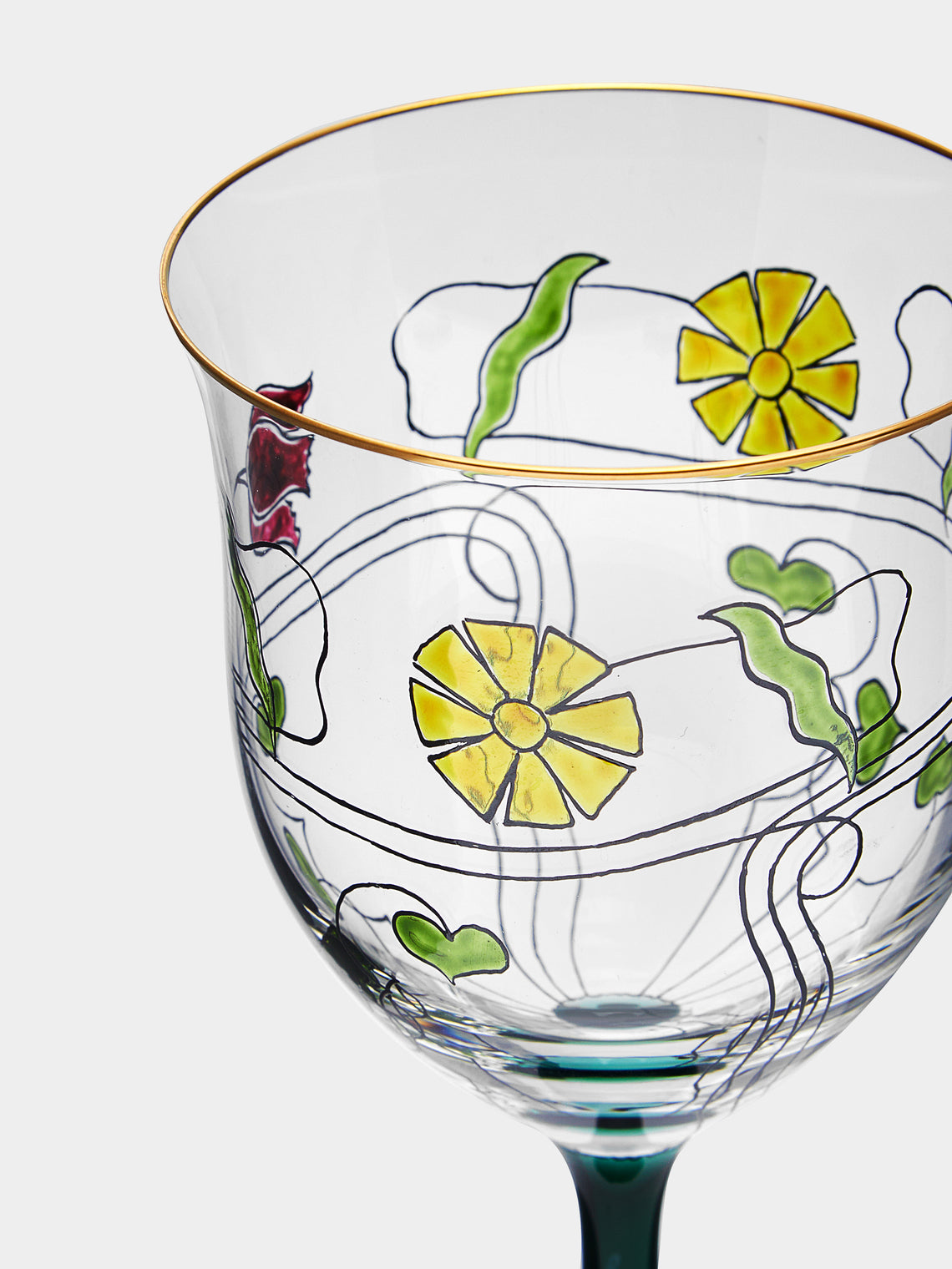 Theresienthal - Serenade Hand-Painted Crystal White Wine Glass (Set of 2) - Green - ABASK