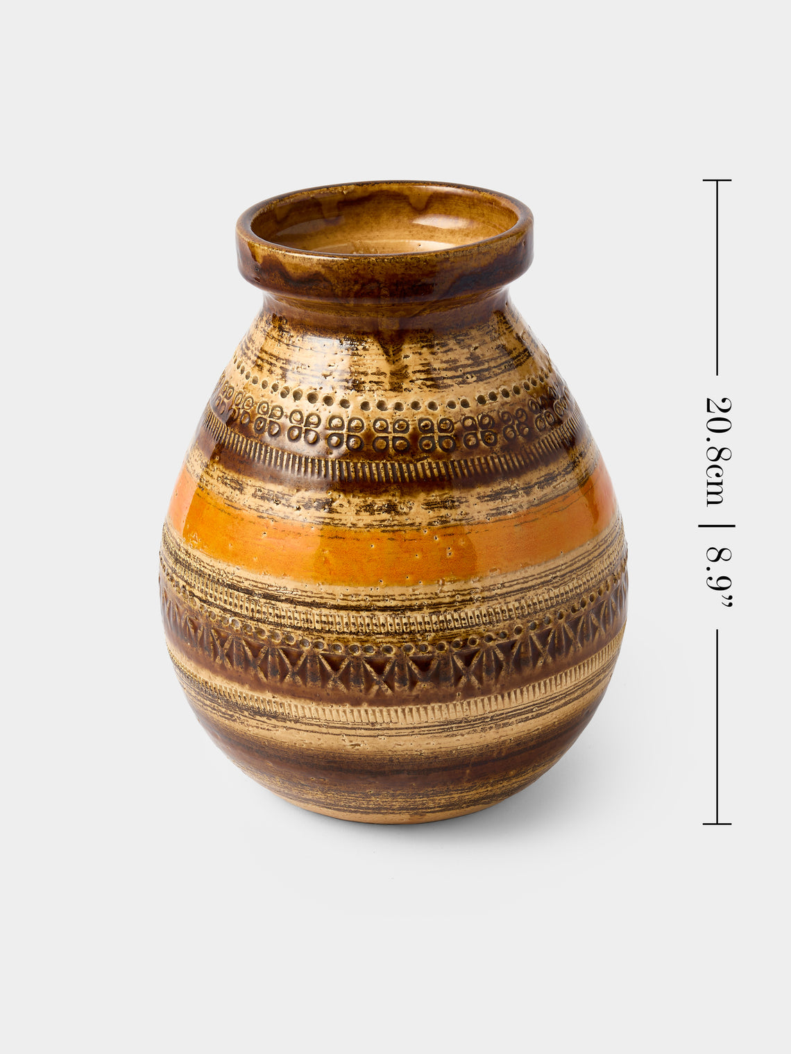Antique and Vintage - 1970s Bitossi Ceramiche Sahara Ceramic Vase (8in/21cm) - Brown - ABASK
