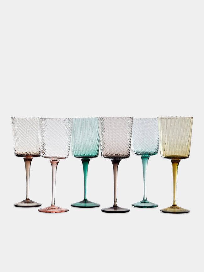 Mun Deluxe Brand Venezia - Torsé Hand-Blown Glass Wine Glasses (Set of 6) - Multiple - ABASK -  - 