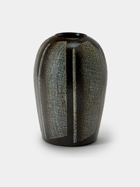 Masumi Ando - Textured Ceramic Vase (9.5in/24cm) - Gray - ABASK - 