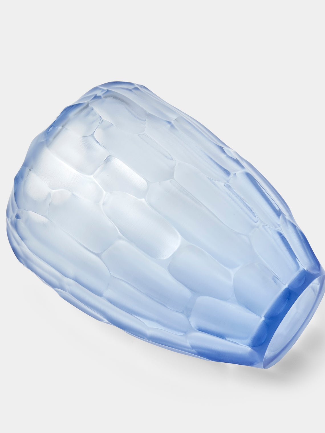 Micheluzzi Glass - Goccia Bluino Bamboo Hand-Blown Murano Glass Vase (9.5in/24cm) - Blue - ABASK