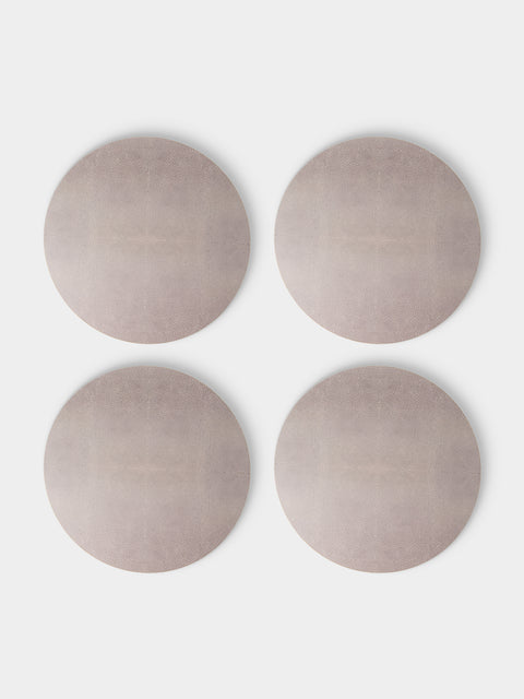 HestiaLiving - | Set of 4 | Prestige Faux Shagreen Placemats - Brown - ABASK - 