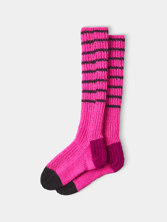 La Fetiche - Lyle Hand-Knitted Lambswool Fisherman Socks | Size: S - Multiple - ABASK - 