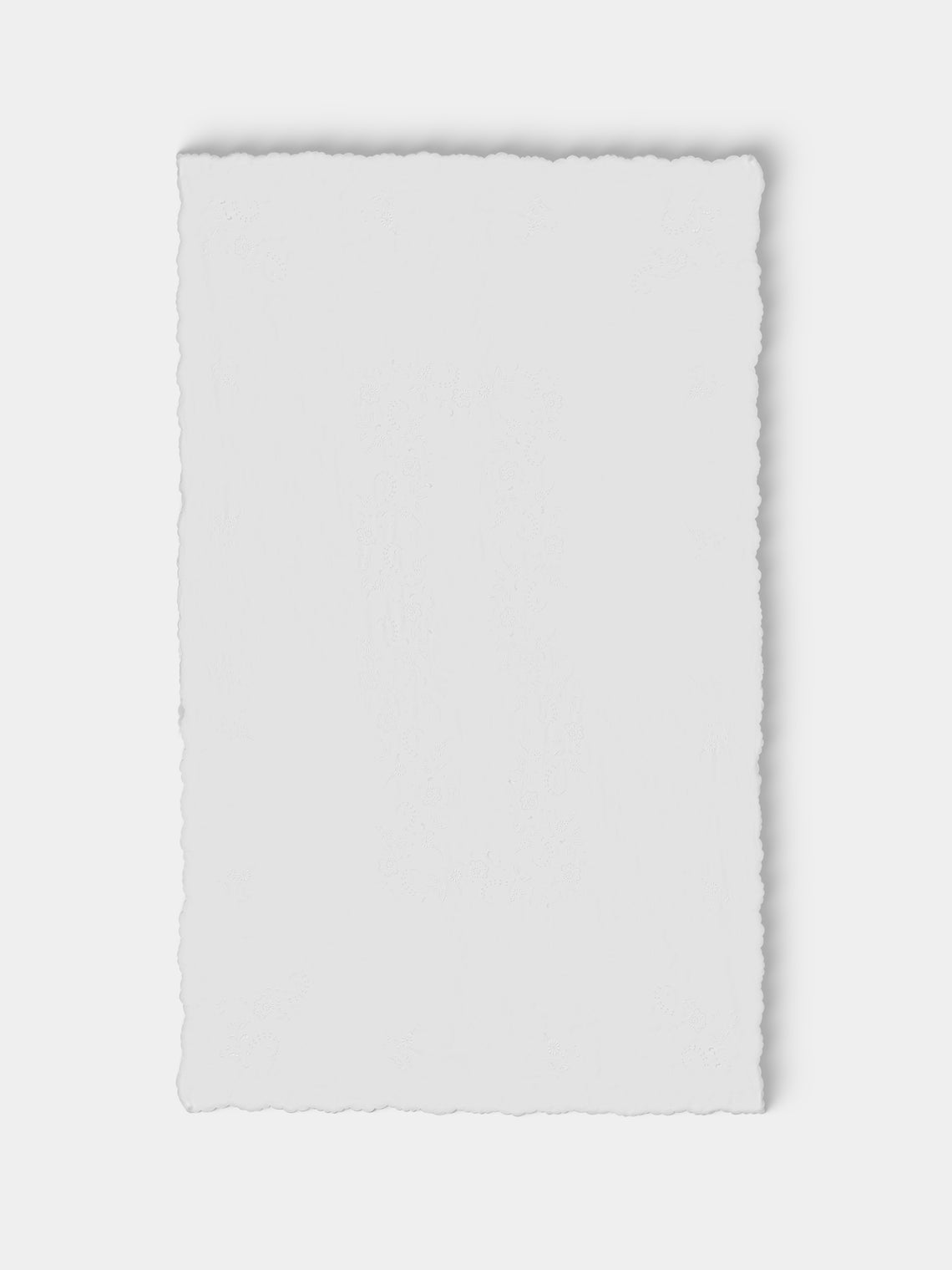 Taf Firenze - | Set of 12 | Floral Openwork Hand-Embroidered Linen Tablecloth and Napkins - White - ABASK