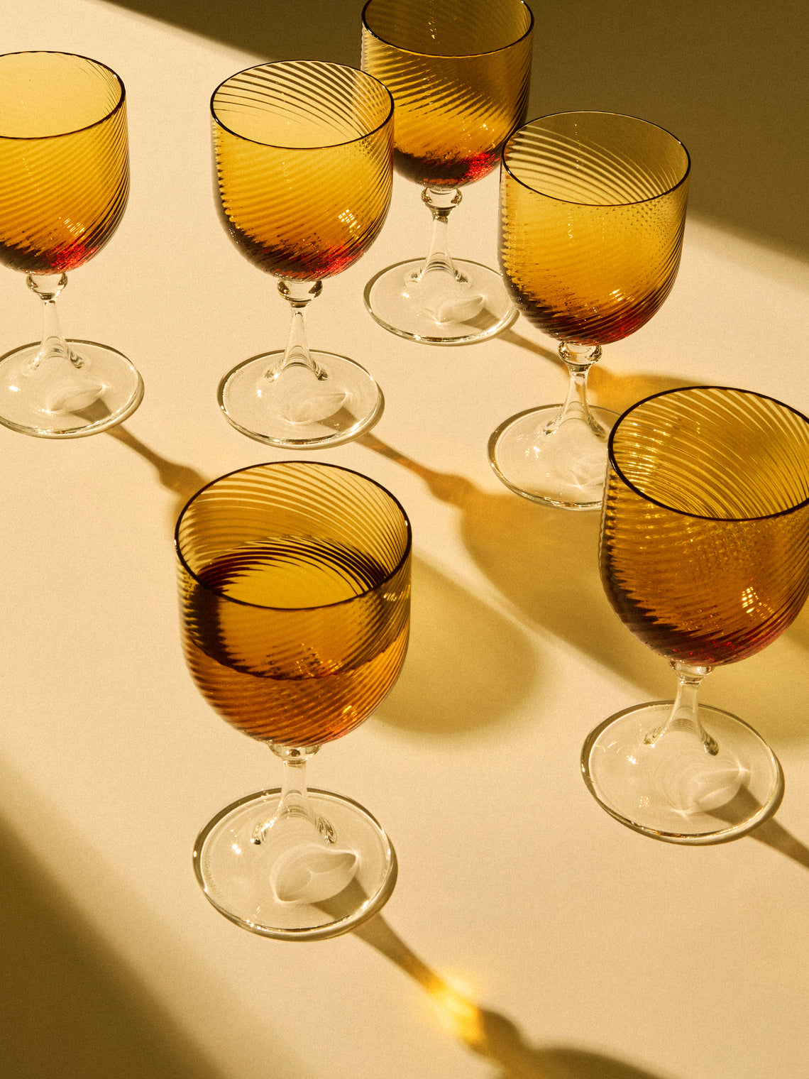 NasonMoretti - | Set of 6 | Twisted Soraya Hand-Blown Murano White Wine Glasses - Yellow - ABASK