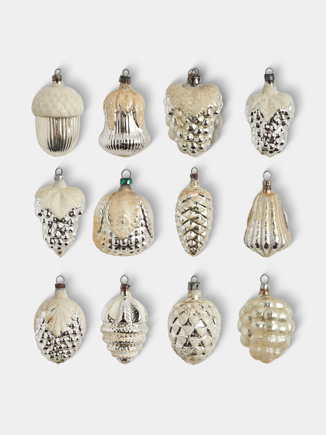 Antique and Vintage - Early-20th-Century Forest Glass Baubles (Set of 12) - Silver - ABASK - 