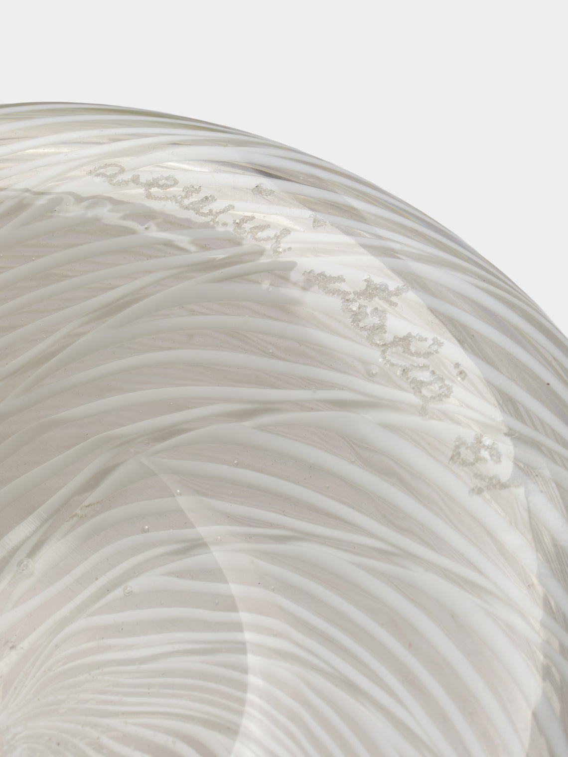 Antique and Vintage - 1981 Paolo Venini Half-Filigree Murano Glass Striped Vase (10in/25.5cm) - Clear - ABASK