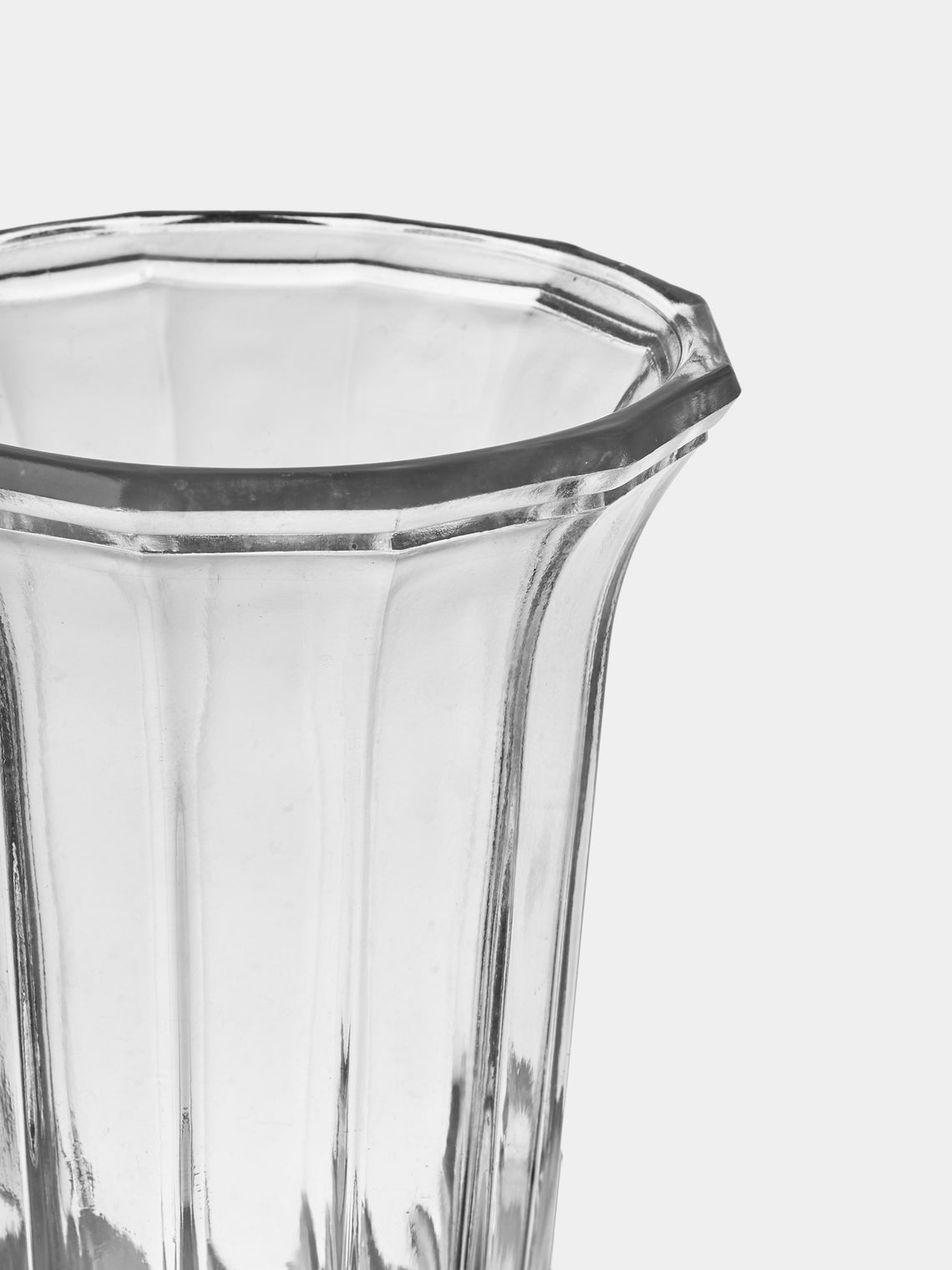 Antique and Vintage - Mid-Century Lalique Leaves Crystal Vase (7in/17.5cm) - Clear - ABASK