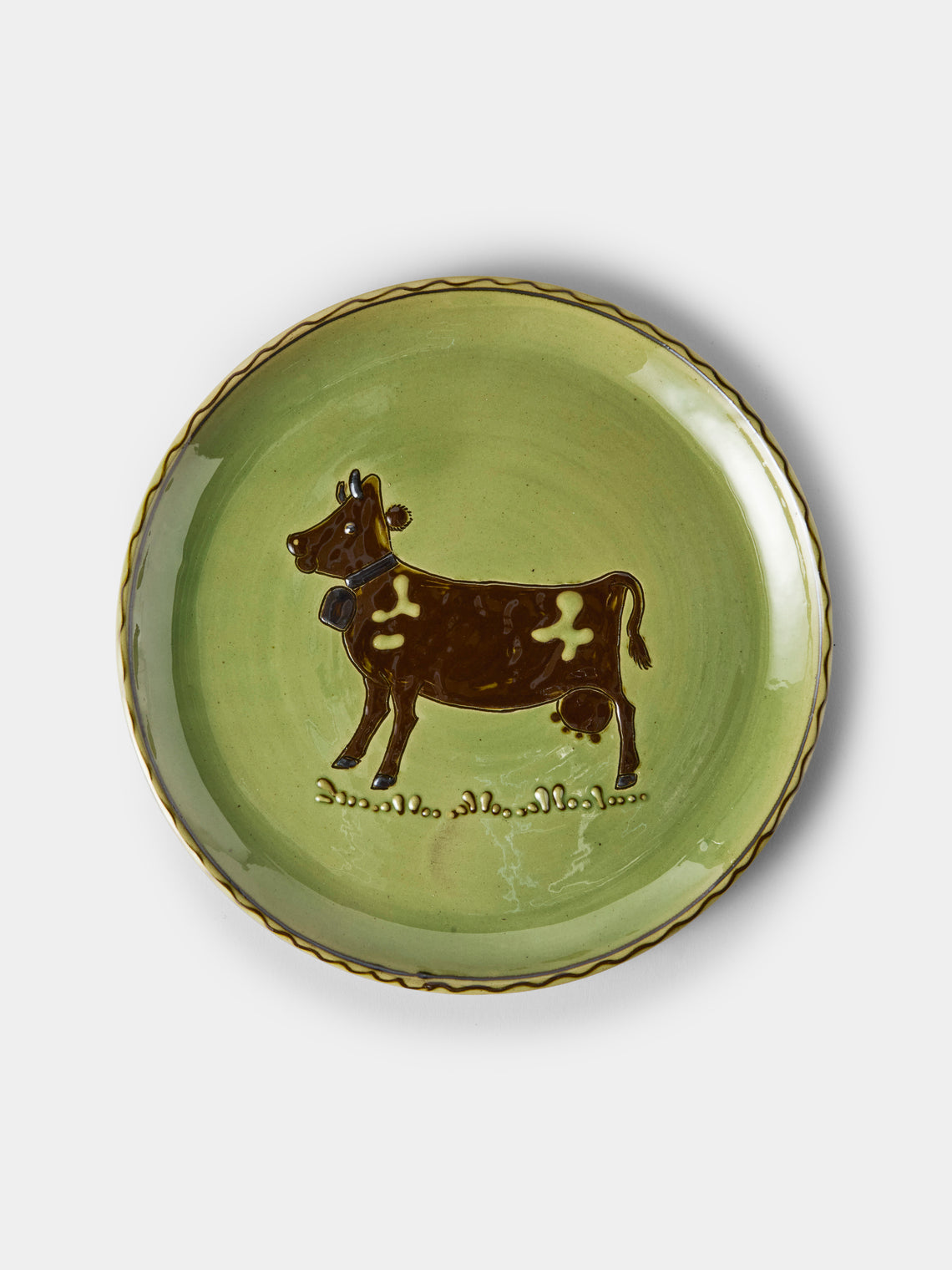 Poterie d’Évires - Animals Hand-Painted Ceramic Dinner Plates – 9.5in/24cm (Set of 4) - Green - ABASK