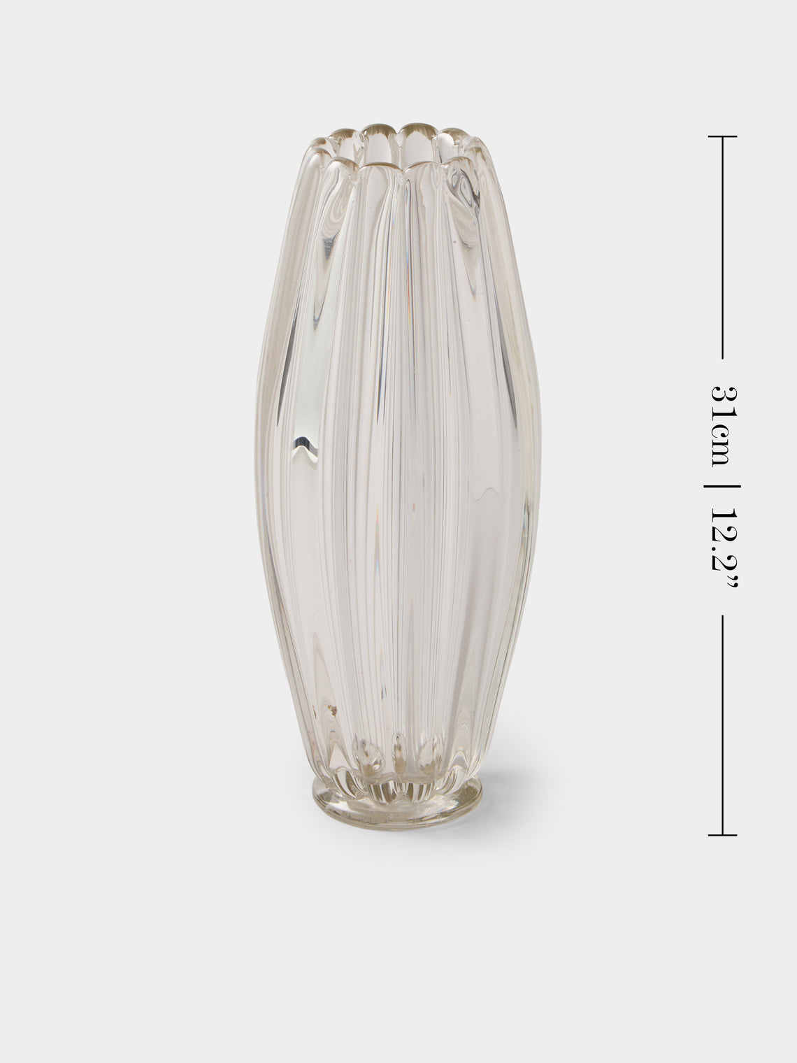 Antique and Vintage - 1960s Seguso Glass Vase (12in/31cm) - Clear - ABASK