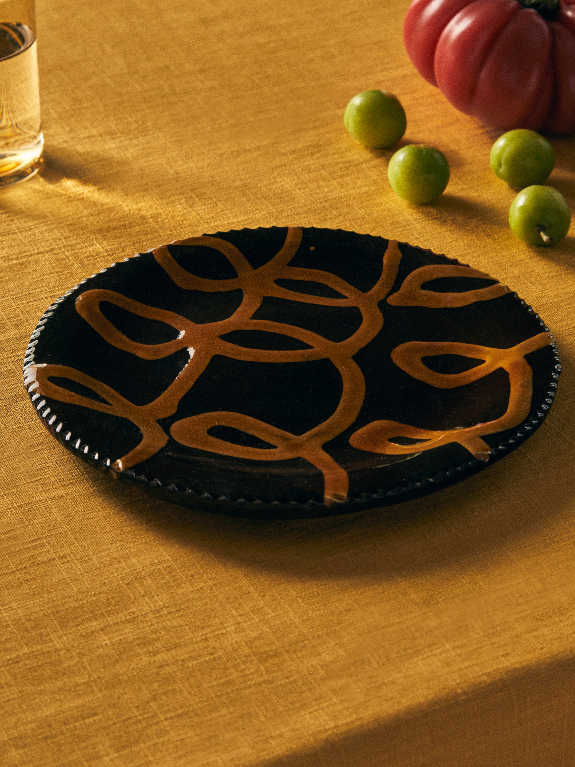 Aono Pottery - Slipware Round Plate - Brown - ABASK