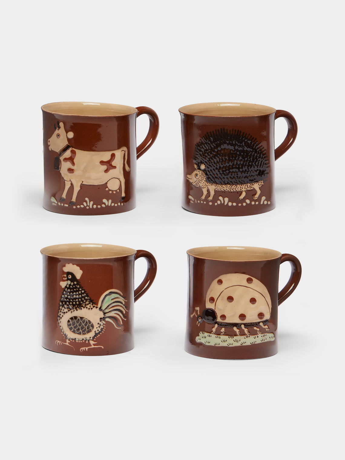 Poterie d’Évires - Animals Hand-Painted Ceramic Mugs (Set of 4) -  - ABASK - 