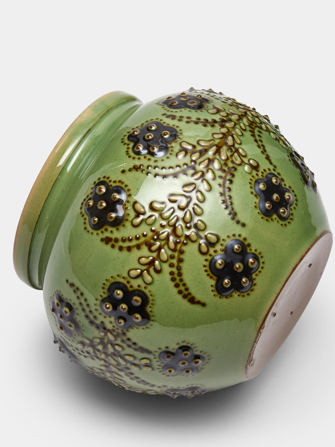 Poterie d’Évires - Flowers Hand-Painted Ceramic Vase (5in/13cm) - Green - ABASK