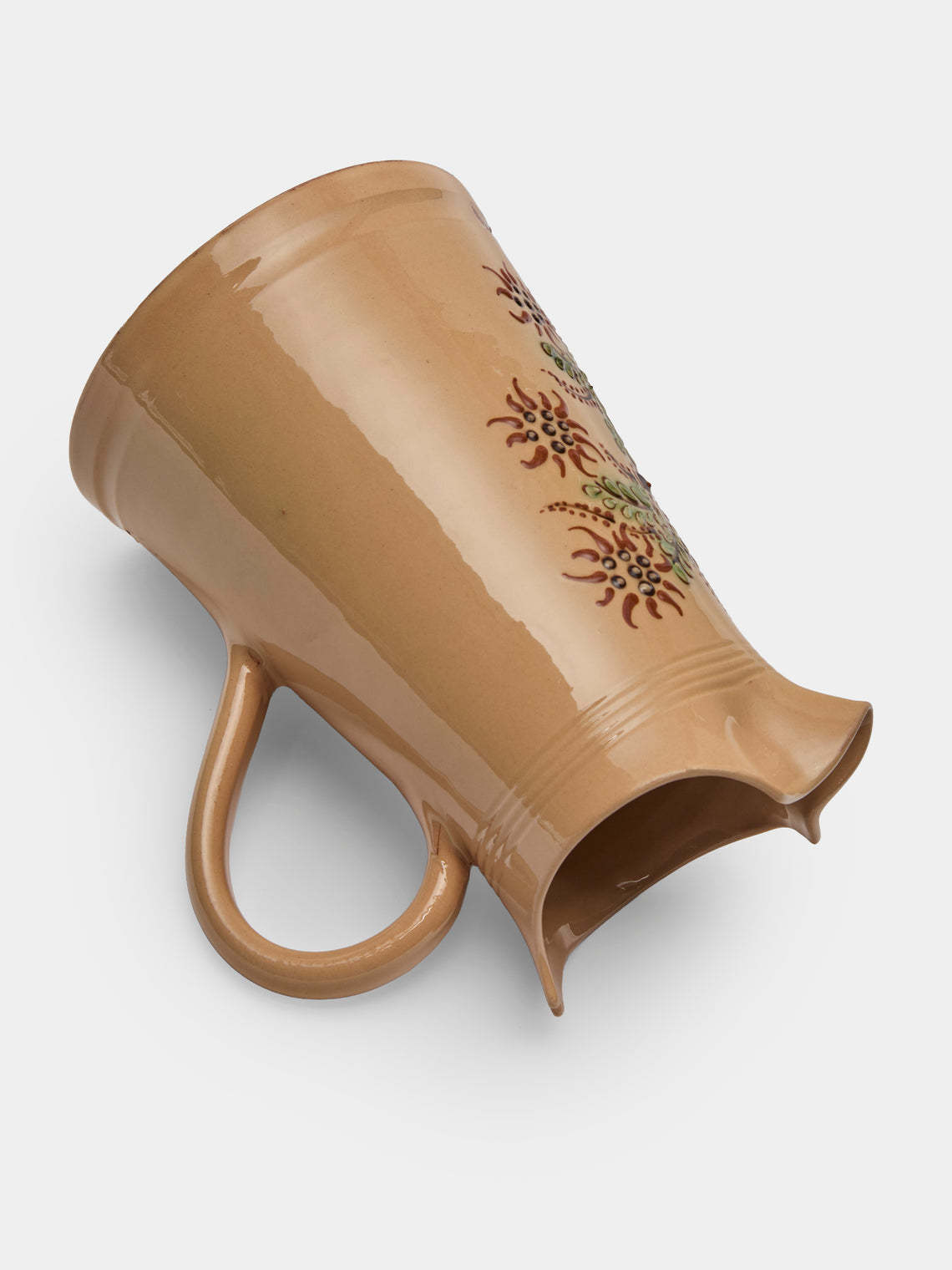 Poterie d’Évires - Flowers Hand-Painted Ceramic Large Milk Jug - Cream - ABASK