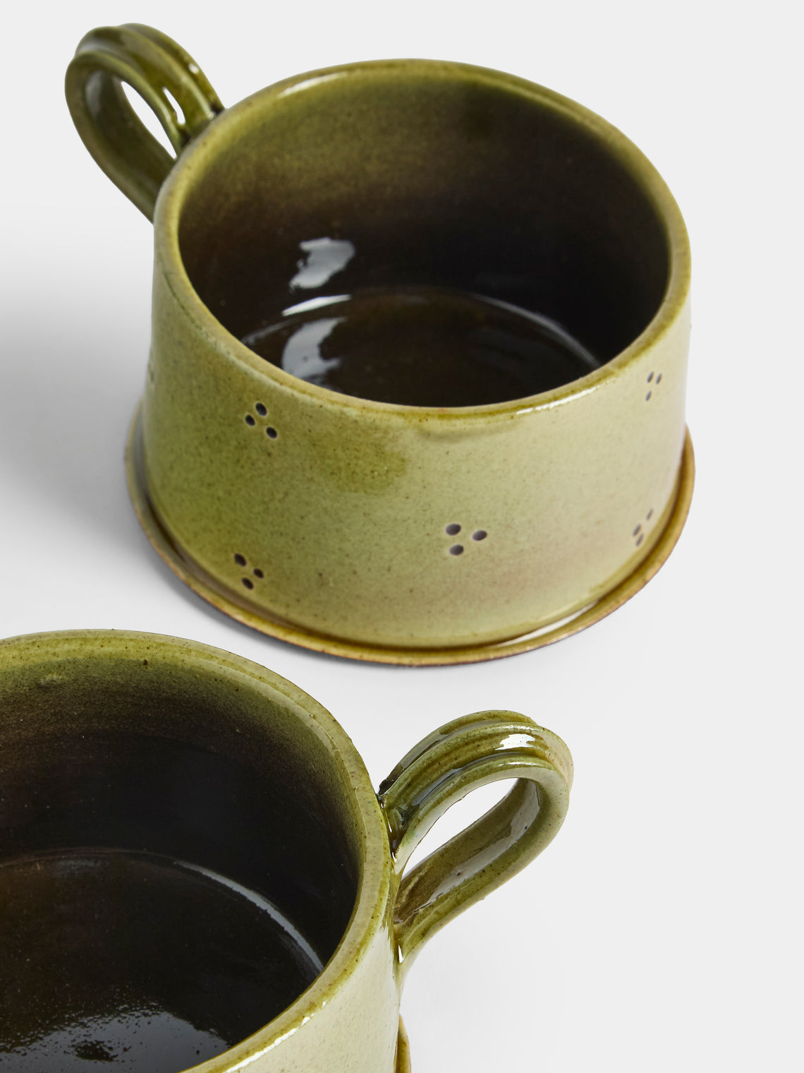 Neville Tatham - Slipware Teacups (Set of 4) - Green - ABASK