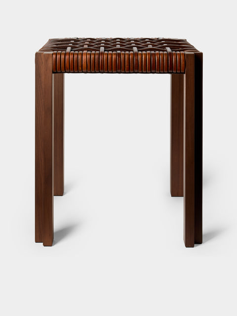 Giobagnara - Structura Leather Crisscross Stool - Brown - ABASK - 