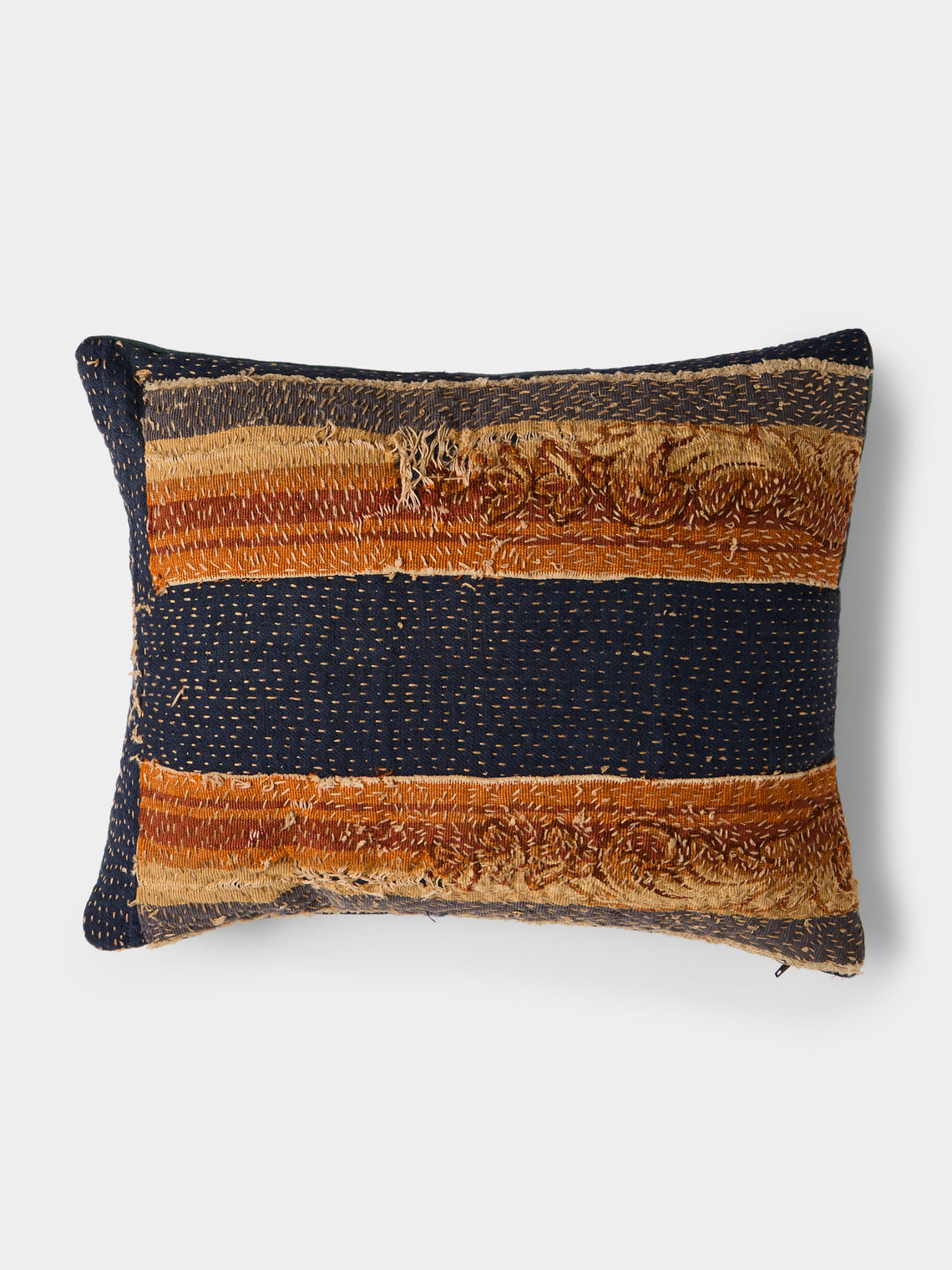 By Walid - 18th-Century French Aubusson Tapestry Wool and Damask Cushion (17.5in/45cm) - Multiple - ABASK - 