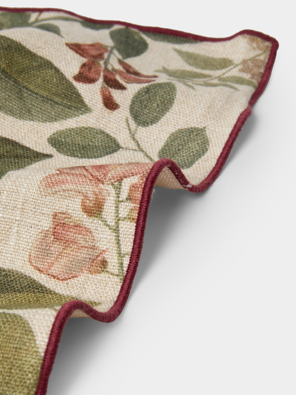 Borgo delle Tovaglie - Filo Sottobosco Embroidered Linen Rectangular Tablecloth (126in/3.2m) - Green - ABASK