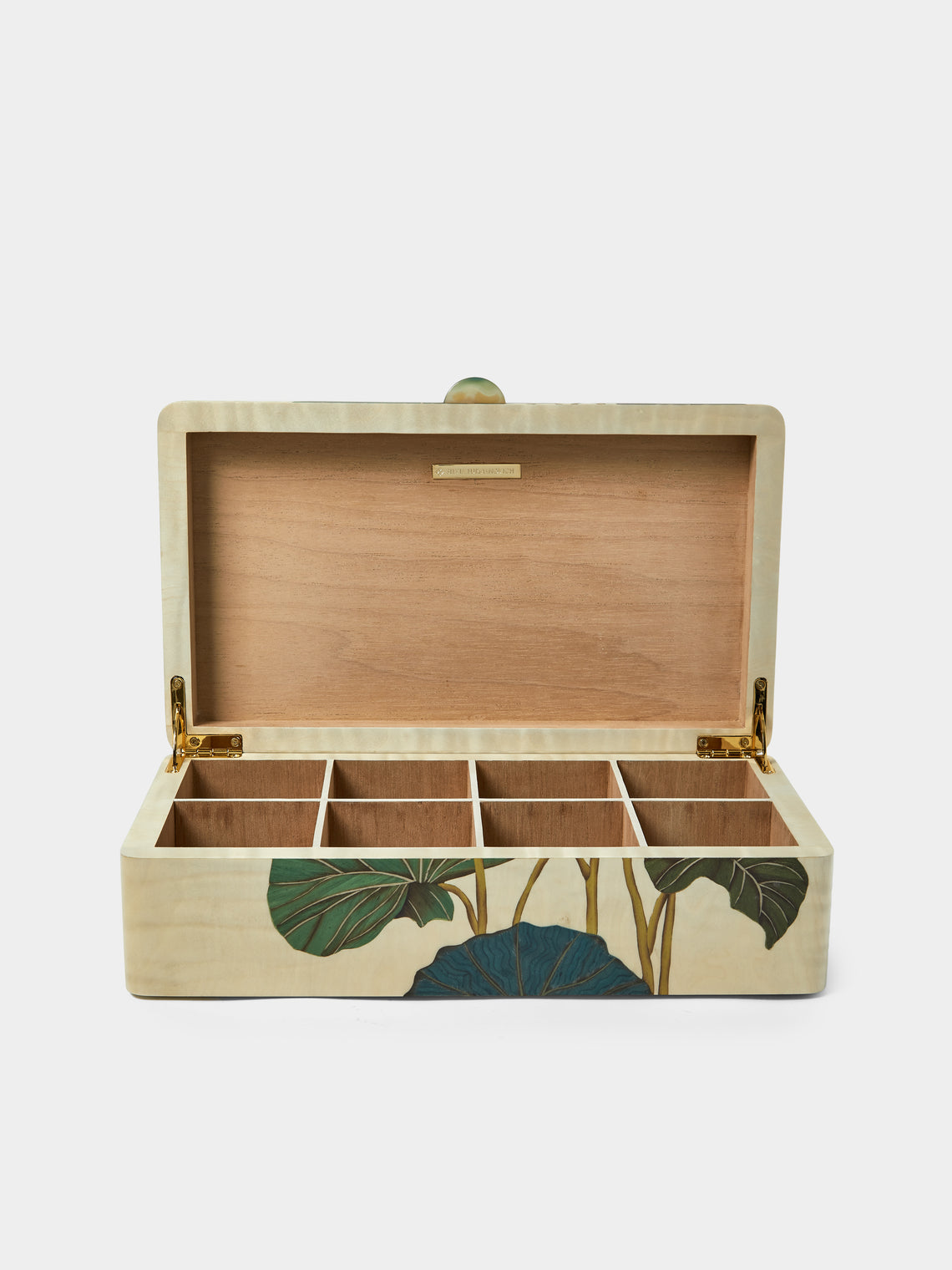 Silvia Furmanovich - Lotus Flowers Marquetry Wood Tea Box - Multiple - ABASK