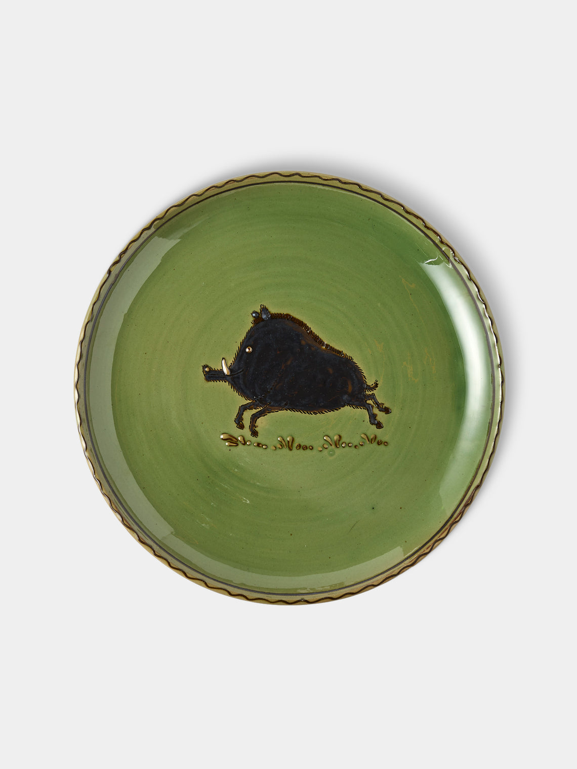 Poterie d’Évires - Animals Hand-Painted Ceramic Plates – 9.5in/24cm (Set of 8) - Green - ABASK