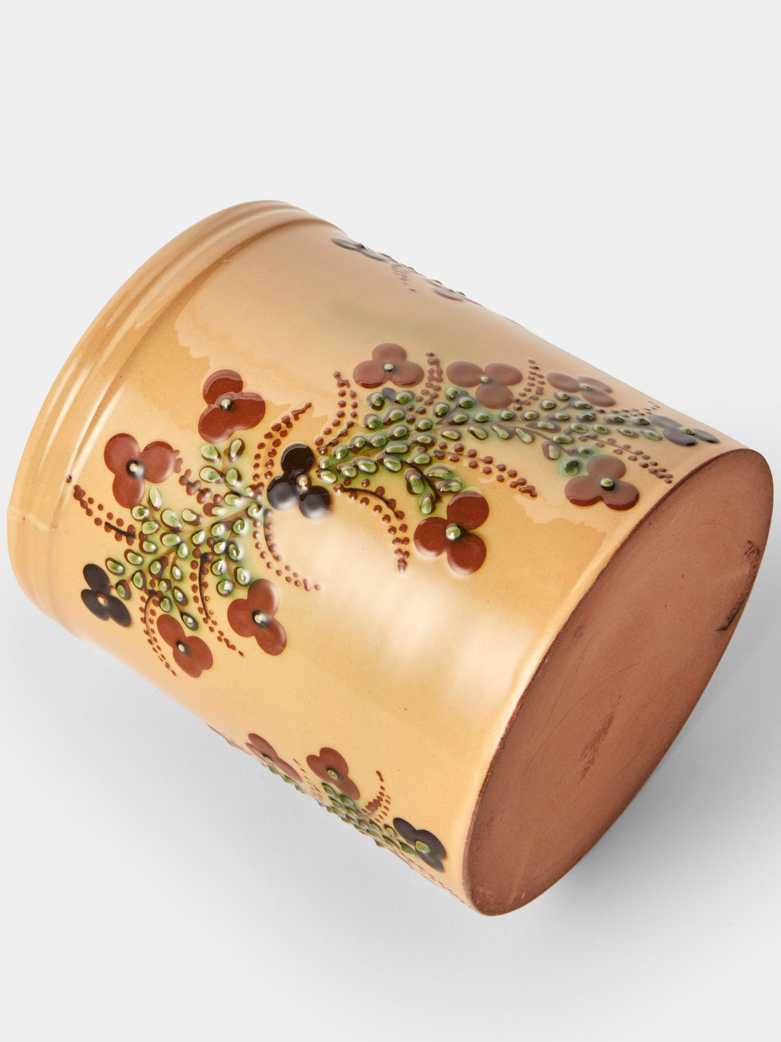 Poterie d’Évires - Flowers Hand-Painted Ceramic Utensil Pot - Cream - ABASK