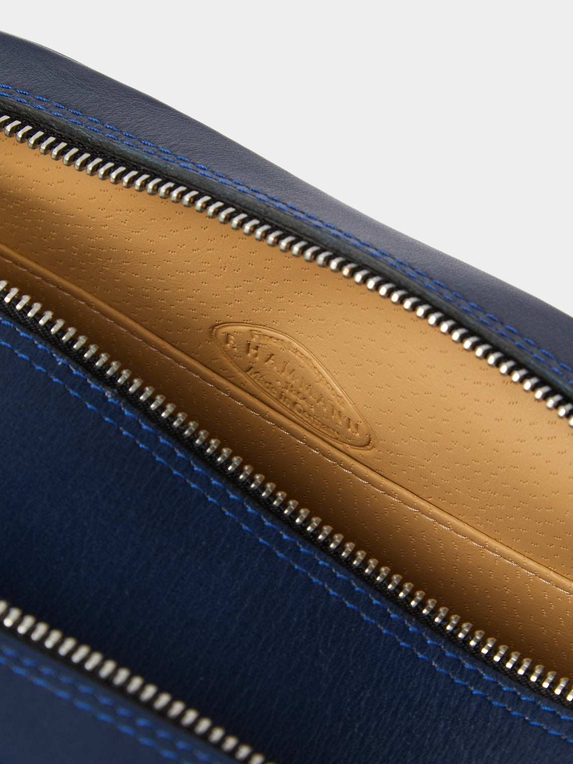 F. Hammann - Leather Triple-Zip Wash Bag - Blue - ABASK