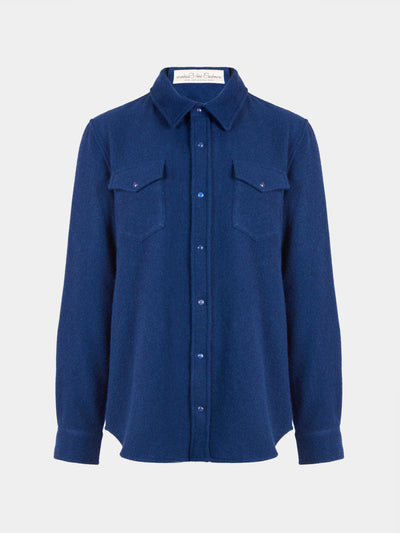 God's True Cashmere - Cashmere Shirt | Size: M - Navy - ABASK - 