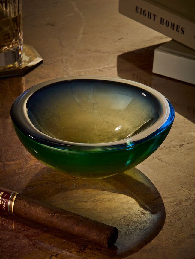 Antique and Vintage - Mid-Century Murano Glass Ashtray - Blue - ABASK