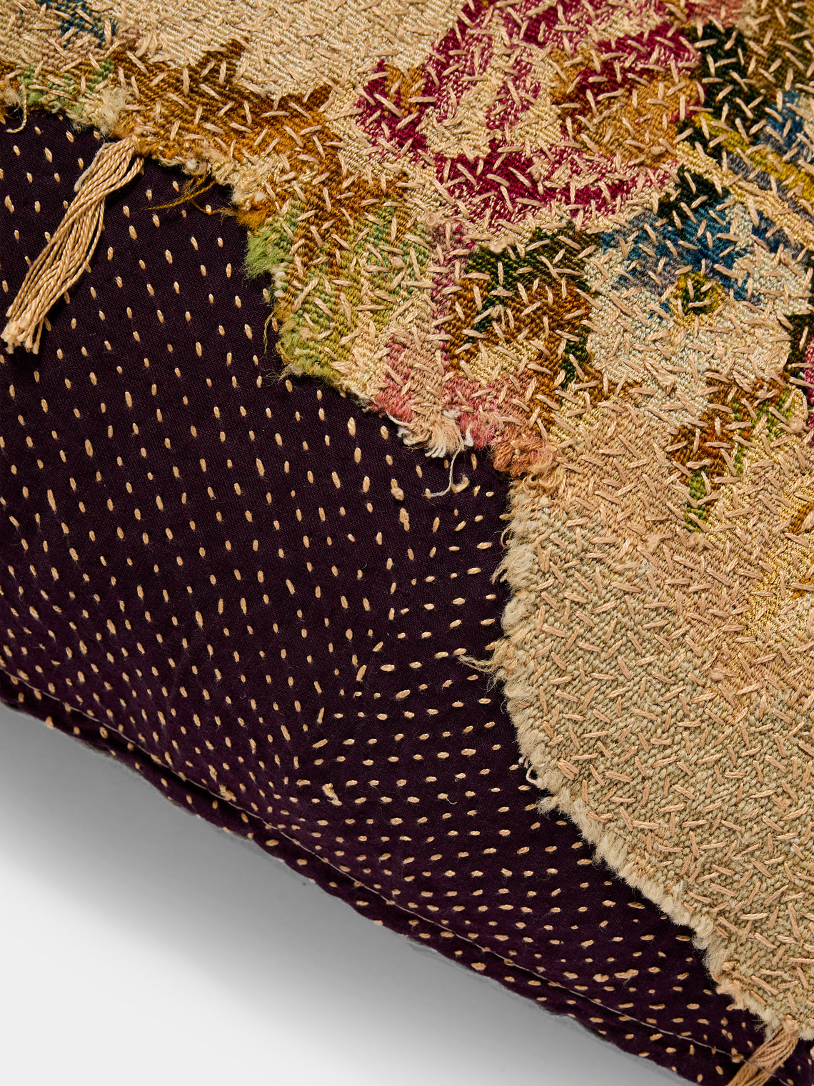 By Walid - 18th-Century French Aubusson Tapestry Linen and Damask Pillow (27.5in/70cm) - Multiple - ABASK