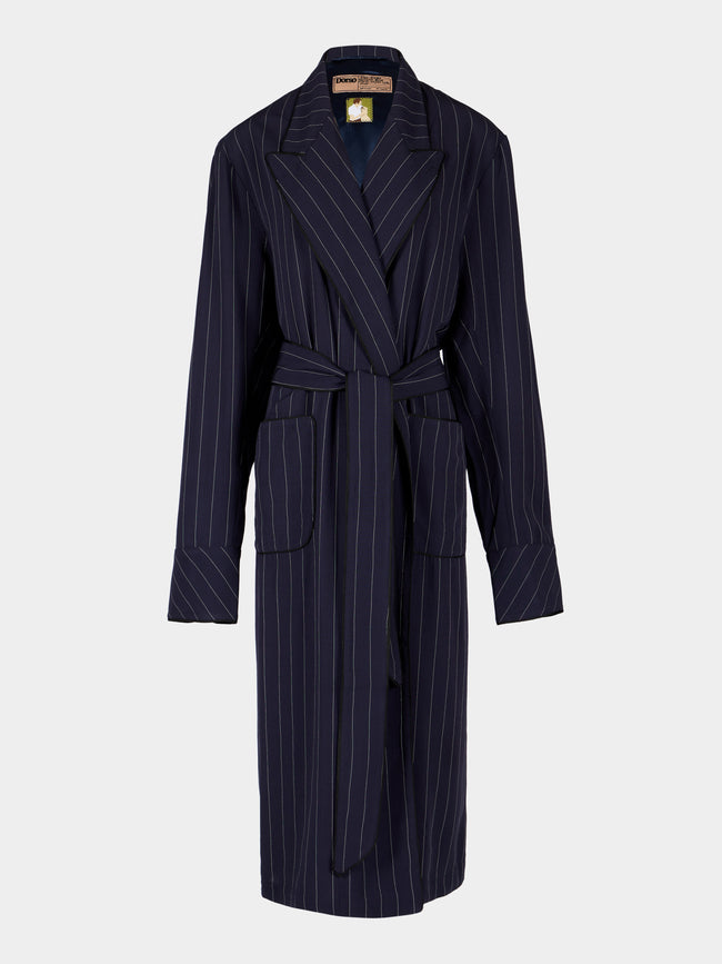 Dorso - Women's The Gessato Wool Robe - Navy - ABASK - 