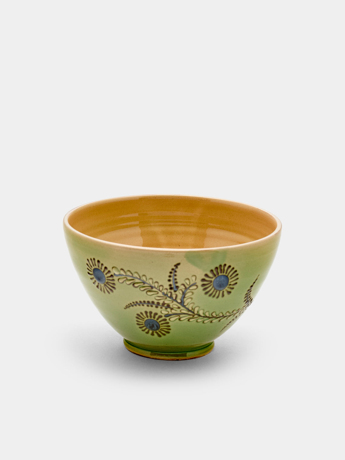 Poterie d’Évires - Flowers Hand-Painted Ceramic Bowls (Set of 6) - Green - ABASK