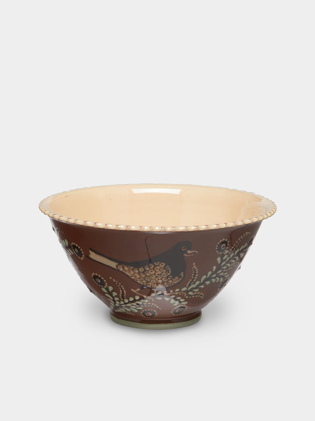 Poterie d’Évires - Birds Hand-Painted Ceramic Fluted Bowl -  - ABASK - 