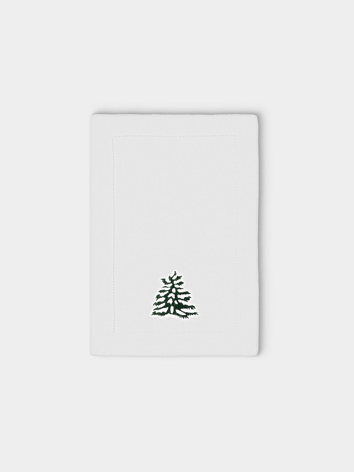 ERI Textiles - | Set of 4 | Winter Forest Hand-Embroidered Linen Napkins - White - ABASK