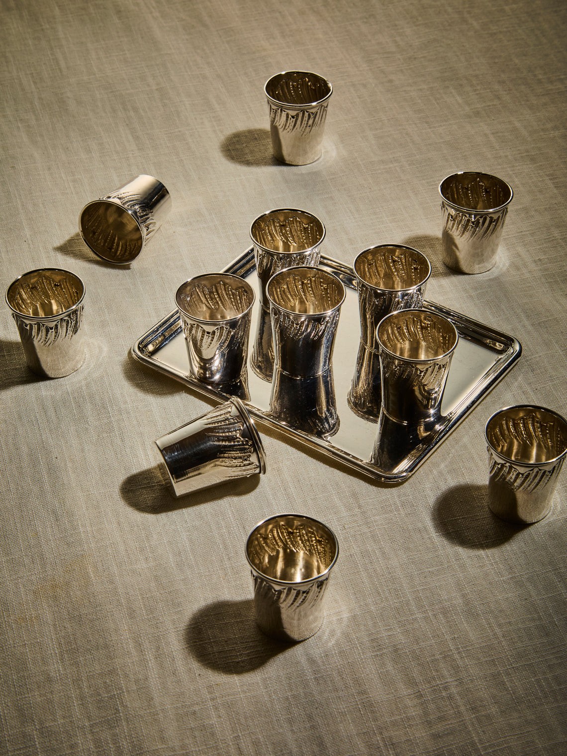 Antique and Vintage - 1900s Solid Silver Shot Glasses (Set of 12) - Silver - ABASK