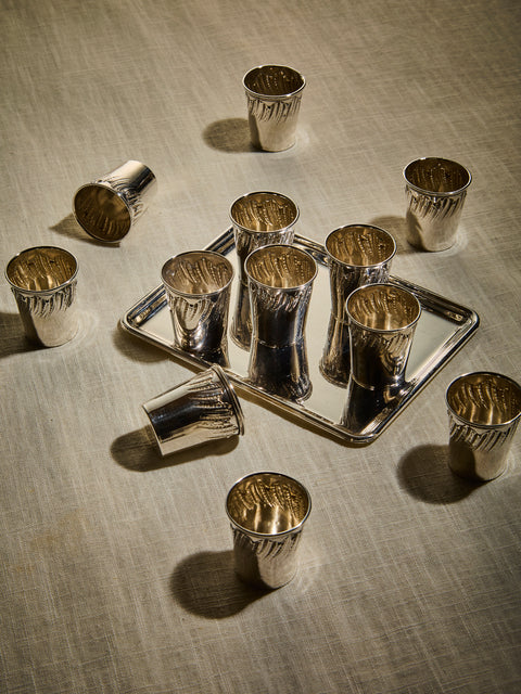 Antique and Vintage - 1900s Solid Silver Shot Glasses (Set of 12) - Silver - ABASK