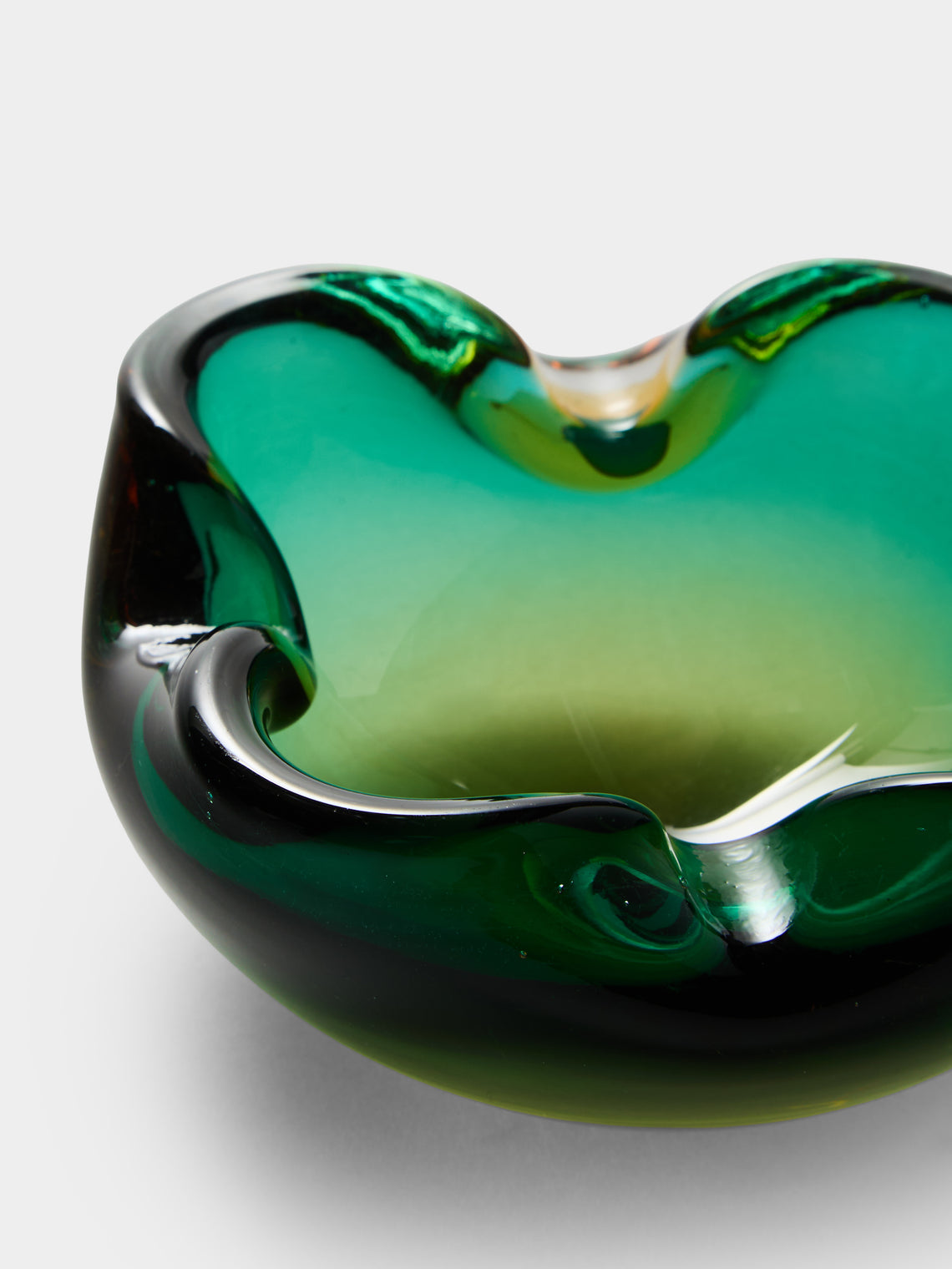 Antique and Vintage - Mid-Century Murano Glass Ashtray - Green - ABASK