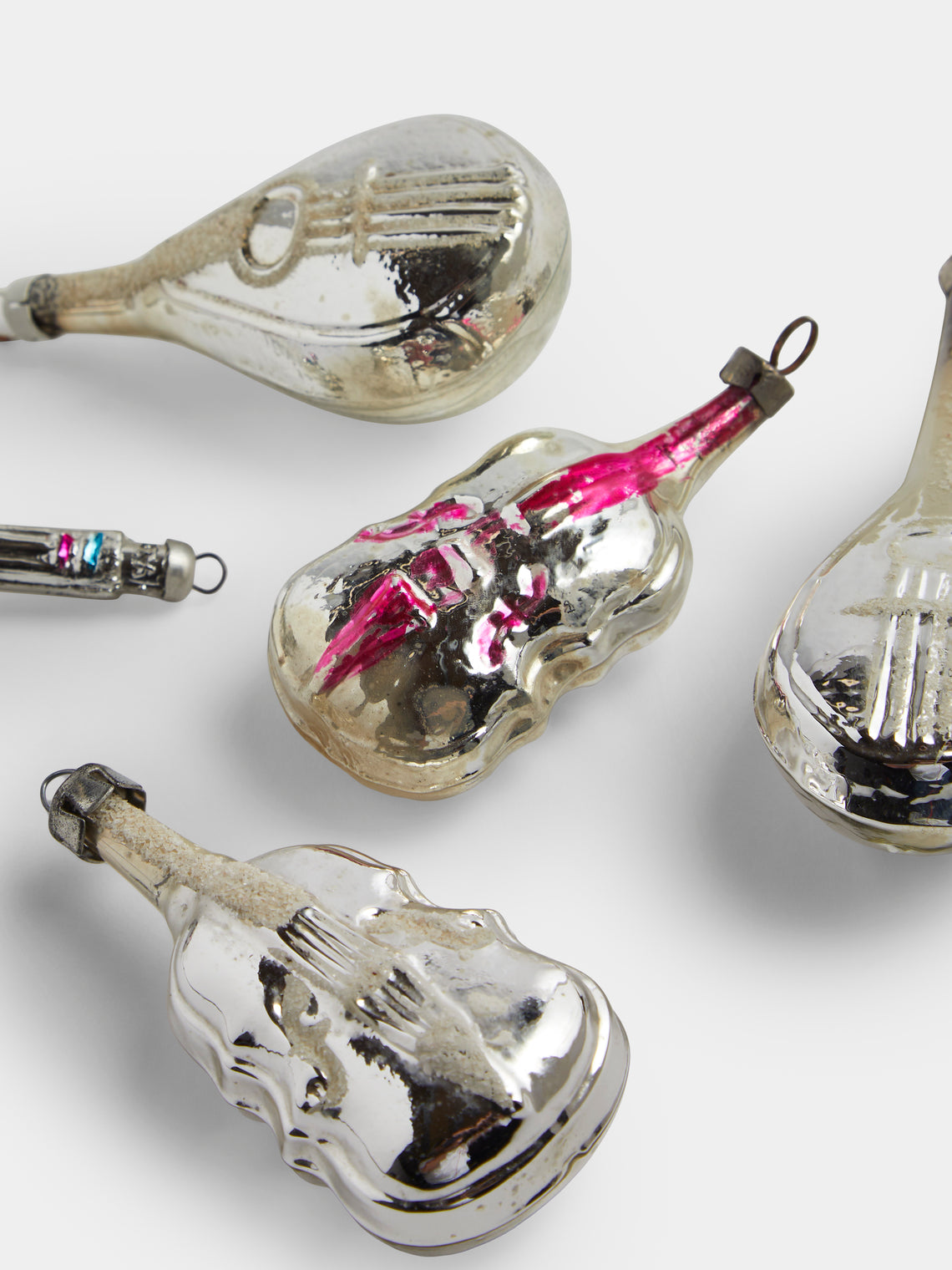 Antique and Vintage - Early-20th-Century Musical Instruments Glass Baubles (Set of 5) - Silver - ABASK