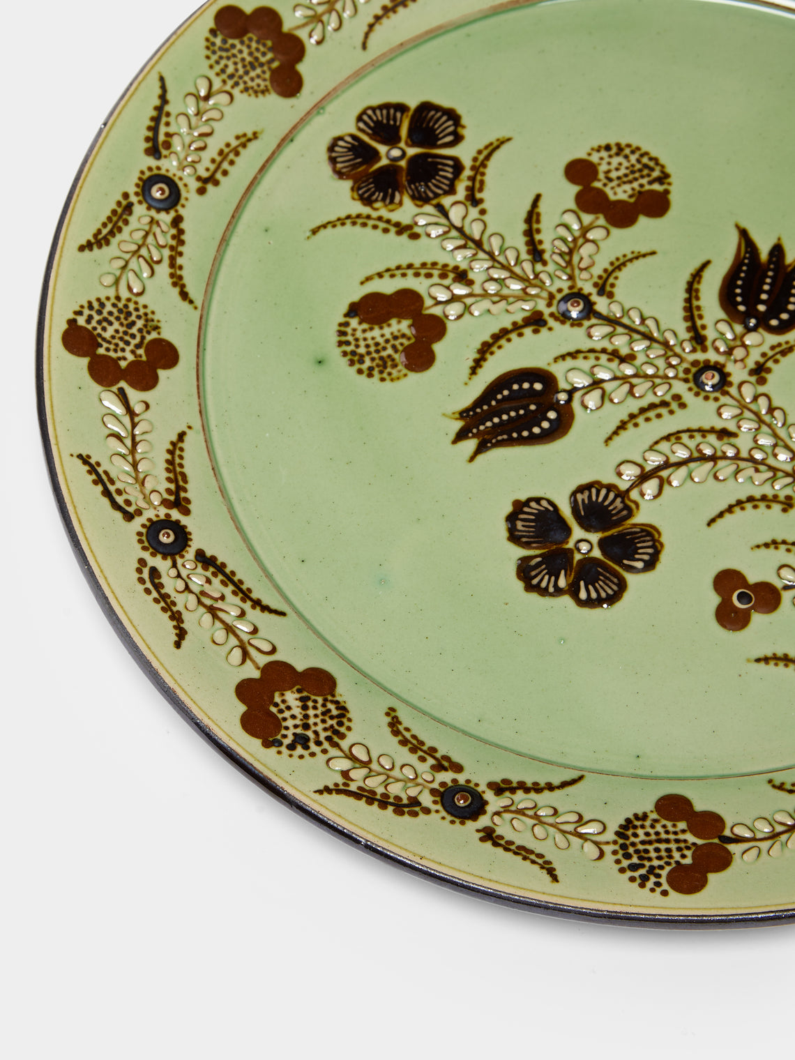 Poterie d’Évires - Flowers Hand-Painted Ceramic Round Serving Plate -  - ABASK